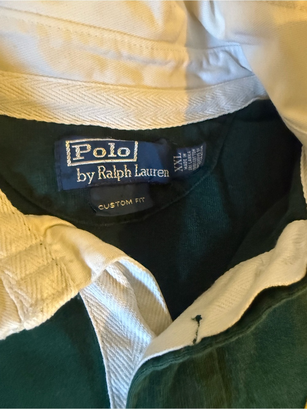 Polo by Ralph Lauren Dark Green Rugby Shirt with White Collar
